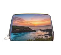 Sunrise Over Hanauma Bay Oahu Hawaii Trousse de maquillage portable en cuir étanche Pochette pour pinceaux de maquillage (17 x 10,9 cm), blanc, Taille unique