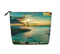 Sunrise Over Hanauma Bay Oahu Hawaii Trousse de toilette de voyage, trousse de maquillage portable pour femme, Noir , Taille unique