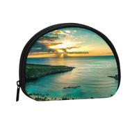 Sunrise Over Hawaï Mini sac de rangement portable en forme de coquillage pour pièces de monnaie
