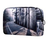 Sunrise Road Along The Trees Trousse à cosmétiques pour femme, trousse de toilette de voyage, grande pochette de maquillage pratique avec fermeture éclair, multicolore, 18.5x7.5x13cm/7.3x3x5.1in,