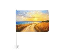 Sunrise The Road Leads To The Sea Car Flag Outdoor Window Clip 30 x 45 cm Double Side Car Decoration