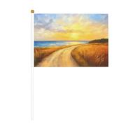 Sunrise The Road Leads To The Sea Lot de 10 petits drapeaux à main, mini drapeaux sur bâton pour fête, activités d'équipe, défilés, décoration de vacances