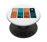 Sunrise to Moonlight Retro Vintage Coastal Landscape PopSockets PopGrip Adhésif