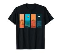 Sunrise to Moonlight Retro Vintage Coastal Landscape T-Shirt