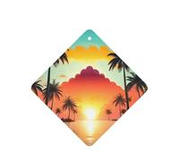 Sunrise Tropical Palm Tree Island Printing Lot de 10 feuilles de désodorisant de voiture parfumées à suspendre avec corde pour la maison