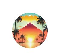 Sunrise Tropical Palm Tree Island Printing Lot de 10 feuilles de désodorisant de voiture parfumées à suspendre avec corde pour la maison