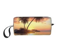 Sunrise Trousse de maquillage de voyage avec imprimé palmier tropical pour femme, blanc, Taille unique, Trousse de maquillage
