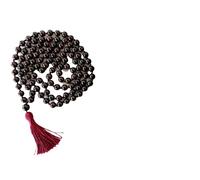 sunrisegemstone Collier mala en grenat 108 perles mala nouées - Bijoux de yoga, perles de prière, perles de méditation, collier nœud de yoga pour la méditation.