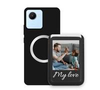 Sunrive Coque avec Personnalisable pour MagSafe Portefeuille - Étui Compatible avec realme C30 Housse Antichoc - Cuir avec Porte-Cartes et Fonction Support, Personnalisable avec Photo ou Texte