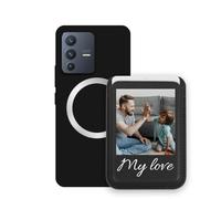 Sunrive Coque avec Personnalisable pour MagSafe Portefeuille - Étui Compatible avec Vivo V23 5GHousse Antichoc - Cuir avec Porte-Cartes et Fonction Support, Personnalisable avec Photo ou Texte