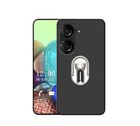 Sunrive Coque Compatible avec ASUS Zenfone 10,360 degrés Support Téléphone Voiture Bague Rotation Ring Stand Holder Étui Silicone Mat Housse Protecteur Back Case(argenté)