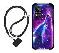 Sunrive Coque Compatible avec Blackview BV4800 SE,TPU Étui Housse Protecteur Mat Back Cover Mignon Motifs Case(Loup,Lune,Étoiles)+1x Universelle Dragonne