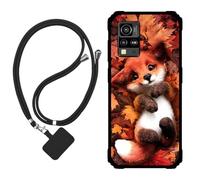 Sunrive Coque Compatible avec Blackview BV4800 SE,TPU Étui Housse Protecteur Mat Back Cover Mignon Motifs Case(Le Renard Feuille d'érable)+1x Universelle Dragonne