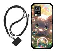 Sunrive Coque Compatible avec Blackview BV4800 SE,TPU Étui Housse Protecteur Mat Back Cover Mignon Motifs Case(Bulles Chat)+1x Universelle Dragonne