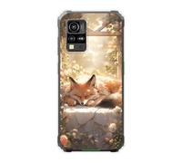 Sunrive Coque Compatible avec Blackview BV4800 SE, TPU Silicone Étui Housse Protecteur Souple Gel Transparent Back Cover Mignon Motifs Antichoc Case(Renard endormi)
