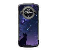 Sunrive Coque Compatible avec Blackview BV8200, TPU Silicone Étui Housse Protecteur Souple Gel Transparent Back Cover Mignon Motifs Antichoc Case(Chat contemplant Les étoiles)