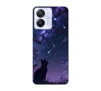 Sunrive Coque Compatible avec Blackview Oscal Modern8, TPU Silicone Étui Housse Protecteur Souple Gel Transparent Back Cover Mignon Motifs Antichoc Case(Chat contemplant Les étoiles)