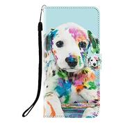 Sunrive Coque Compatible avec DOOGEE X97/X97 Pro, Housse Mignon Étui avec Fonction de Support Etui Protecteur Protection Portefeuille Cas Magnétique PU Cuir(Q Chien 2)