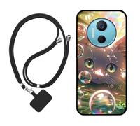 Sunrive Coque Compatible avec DOOGEE X97/X97 Pro,TPU Étui Housse Protecteur Souple Gel Mat Back Cover Mignon Motifs Antichoc Case(Bulles Chat)+1x Universelle Dragonne