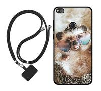 Sunrive Coque Compatible avec Huawei P8 Lite 2017/P9 Lite 2017,TPU Étui Housse Protecteur Souple Gel Mat Back Cover Mignon Motifs Antichoc Case(hérisson)+1x Universelle Dragonne