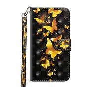 Sunrive Coque Compatible avec Meizu M5, Housse Mignon Étui avec Fonction de Support Etui Protecteur Protection Portefeuille Cas Magnétique PU Cuir(Papillon doré)+Stylet OFFERTS