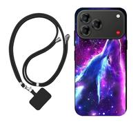 Sunrive Coque Compatible avec Nubia V80 Pro/ZTE Blade V80 Pro,TPU Étui Housse Protecteur Mat Back Cover Mignon Motifs Case(Loup,Lune,Étoiles)+1x Universelle Dragonne