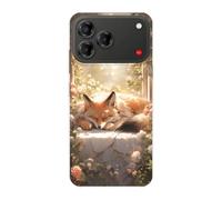 Sunrive Coque Compatible avec Nubia V80 Pro/ZTE Blade V80 Pro, TPU Silicone Étui Housse Protecteur Souple Gel Transparent Back Cover Mignon Motifs Antichoc Case(Renard endormi)