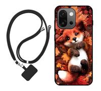 Sunrive Coque Compatible avec Oneplus 13S/13T,TPU Étui Housse Protecteur Mat Back Cover Mignon Motifs Case(Le Renard Feuille d'érable)+1x Universelle Dragonne