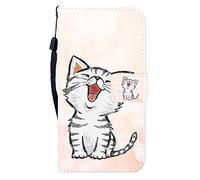 Sunrive Coque Compatible avec OnePlus A5010 5T, Housse Mignon Étui avec Fonction de Support Etui Protecteur Protection Portefeuille Cas Magnétique PU Cuir(Chat 1)+Stylet OFFERTS