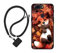 Sunrive Coque Compatible avec OnePlus A5010 5T,TPU Étui Housse Protecteur Souple Gel Mat Back Cover Mignon Motifs Antichoc Case(Le Renard Feuille d'érable)+1x Universelle Dragonne