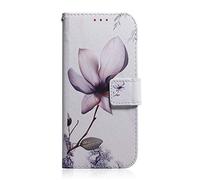 Sunrive Coque Compatible avec realme C30, Housse Mignon Étui avec Fonction de Support Etui Protecteur Protection Portefeuille Cas Magnétique PU Cuir(T Magnolia)