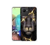 Sunrive Coque Compatible avec Realme C30s, Silicone Étui Housse Protecteur Souple Gel Transparent Back Case(Q Lion)+ Stylet OFFERTS