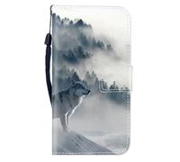 Sunrive Coque Compatible avec Realme C71 India, Housse Mignon Étui avec Fonction de Support Etui Protecteur Protection Portefeuille Cas Magnétique PU Cuir(W8 Loup)