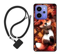 Sunrive Coque Compatible avec Realme Narzo Power 5G,TPU Étui Housse Protecteur Mat Back Cover Mignon Motifs Case(Le Renard Feuille d'érable)+1x Universelle Dragonne