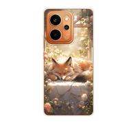 Sunrive Coque Compatible avec Realme P4 Power 5G, TPU Silicone Étui Housse Protecteur Souple Gel Transparent Back Cover Mignon Motifs Antichoc Case(Renard endormi)