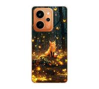 Sunrive Coque Compatible avec Realme P4 Power 5G, TPU Silicone Étui Housse Protecteur Souple Gel Transparent Back Cover Mignon Motifs Antichoc Case(Renard dans la Jungle)