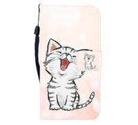 Sunrive Coque Compatible avec Realme P4X 4G/5G/Oneplus Nord CE6Lite, Housse Mignon Étui avec Fonction de Support Etui Protecteur Protection Portefeuille Cas Magnétique PU Cuir(W8 Chat 1)