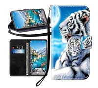 Sunrive Coque Compatible avec Realme P4X 4G/5G/Oneplus Nord CE6Lite, Housse Mignon Étui avec Fonction de Support Etui Protecteur Protection Portefeuille Cas Magnétique PU Cuir(Hug Tiger B1)