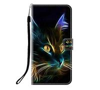 Sunrive Coque Compatible avec Realme P4X 4G/5G/Oneplus Nord CE6Lite, Housse Mignon Étui avec Fonction de Support Etui Protecteur Protection Portefeuille Cas Magnétique PU Cuir(Q Chat 6)