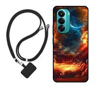 Sunrive Coque Compatible avec Realme P4X 4G/5G/Oneplus Nord CE6Lite,TPU Étui Housse Protecteur Mat Back Cover Mignon Motifs Case(Nuages,Lune,Ciel)+1x Universelle Dragonne