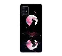 Sunrive Coque Compatible avec Samsung Galaxy A51 5G, TPU Silicone Étui Housse Protecteur Souple Gel Transparent Back Cover Mignon Motifs Antichoc Case(Planète et Chat)