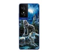 Sunrive Coque Compatible avec TCL 40 NXTPAPER 4G/TCL 50 SE, TPU Silicone Étui Housse Protecteur Souple Gel Transparent Back Cover Mignon Motifs Antichoc Case(Q Loup 1)