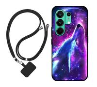 Sunrive Coque Compatible avec Tecno Camon 50 Pro 5G/Camon 50,TPU Étui Housse Protecteur Mat Back Cover Mignon Motifs Case(Loup,Lune,Étoiles)+1x Universelle Dragonne