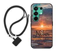 Sunrive Coque Compatible avec Tecno Camon 50 Pro 5G/Camon 50,TPU Étui Housse Protecteur Mat Back Cover Mignon Motifs Case(La mer,Le Soleil,Les mouettes)+1x Universelle Dragonne