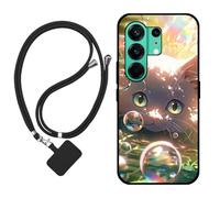 Sunrive Coque Compatible avec Tecno Camon 50 Pro 5G/Camon 50,TPU Étui Housse Protecteur Mat Back Cover Mignon Motifs Case(Bulles Chat)+1x Universelle Dragonne