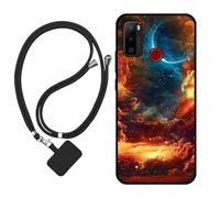 Sunrive Coque Compatible avec Ulefone Note 10 (2021),TPU Étui Housse Protecteur Mat Back Cover Mignon Motifs Case(Nuages,Lune,Ciel)+1x Universelle Dragonne