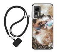 Sunrive Coque Compatible avec ULEFONE Note 14/Note 14P,TPU Étui Housse Protecteur Souple Gel Mat Back Cover Mignon Motifs Antichoc Case(hérisson)+1x Universelle Dragonne