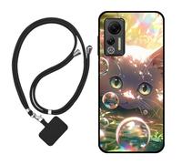 Sunrive Coque Compatible avec ULEFONE Note 14/Note 14P,TPU Étui Housse Protecteur Souple Gel Mat Back Cover Mignon Motifs Antichoc Case(Bulles Chat)+1x Universelle Dragonne