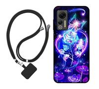 Sunrive Coque Compatible avec ULEFONE Note 14/Note 14P,TPU Étui Housse Protecteur Souple Gel Mat Back Cover Mignon Motifs Antichoc Case(Roses,Papillon,Fleur)+1x Universelle Dragonne