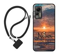 Sunrive Coque Compatible avec ULEFONE Note 14/Note 14P,TPU Étui Housse Protecteur Souple Mat Back Cover Mignon Motifs Antichoc Case(La mer,Le Soleil,Les mouettes)+1x Universelle Dragonne